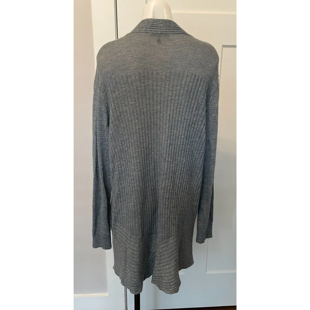 EILEEN FISHER Womens Open Cardigan SWEATER Long Sleeve GRAY/Blue Size XL